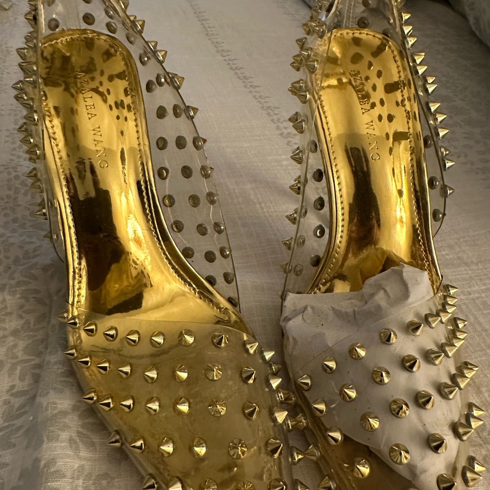 Gold Spike Clear Pump by Unknown Brand — Women’s Evening Heel